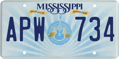 MS license plate APW734