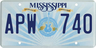 MS license plate APW740