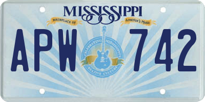 MS license plate APW742