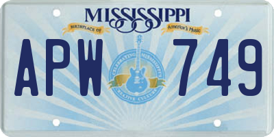 MS license plate APW749