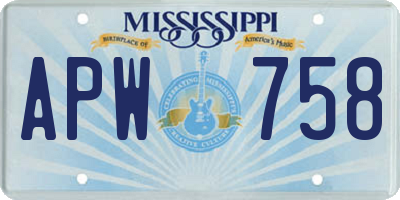 MS license plate APW758