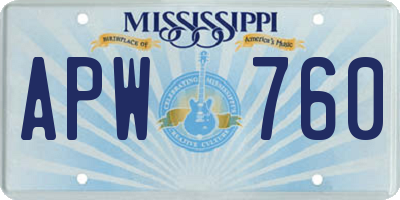 MS license plate APW760
