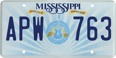 MS license plate APW763