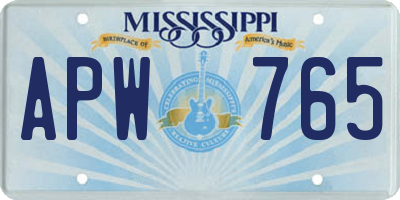 MS license plate APW765
