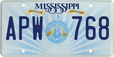 MS license plate APW768