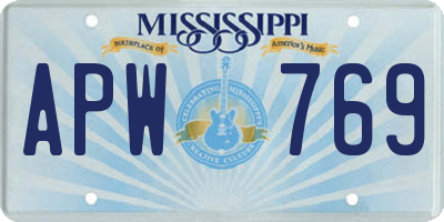 MS license plate APW769