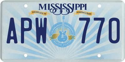 MS license plate APW770