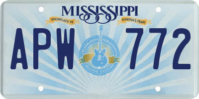 MS license plate APW772