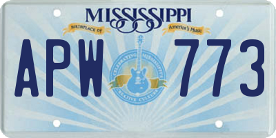 MS license plate APW773