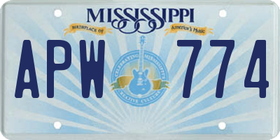 MS license plate APW774