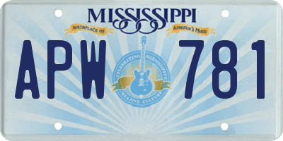 MS license plate APW781