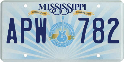 MS license plate APW782