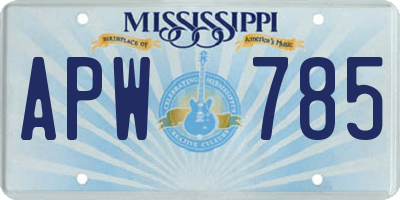 MS license plate APW785