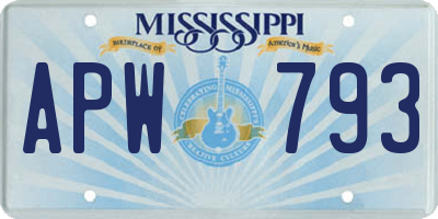 MS license plate APW793