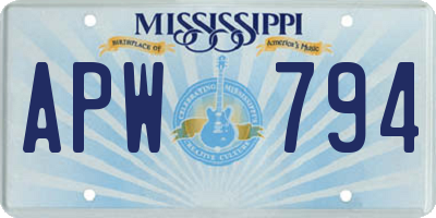 MS license plate APW794