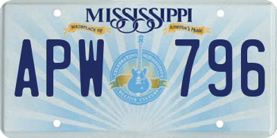 MS license plate APW796