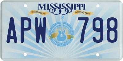 MS license plate APW798