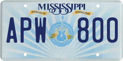 MS license plate APW800