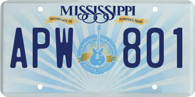 MS license plate APW801