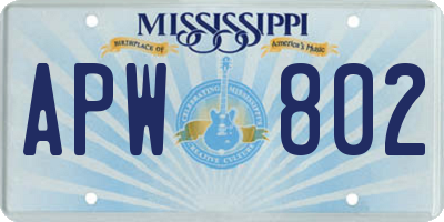 MS license plate APW802