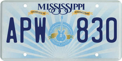 MS license plate APW830