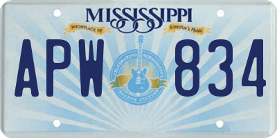 MS license plate APW834