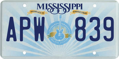 MS license plate APW839