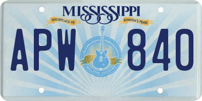 MS license plate APW840