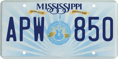 MS license plate APW850
