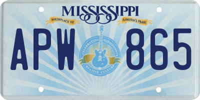 MS license plate APW865