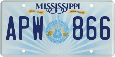 MS license plate APW866