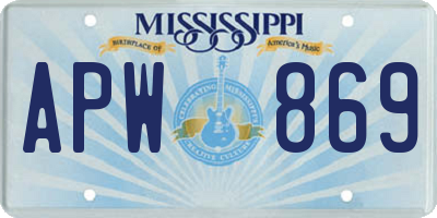MS license plate APW869