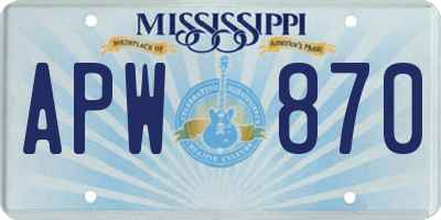 MS license plate APW870