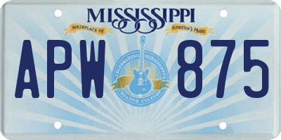 MS license plate APW875