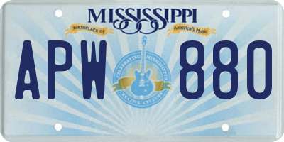 MS license plate APW880