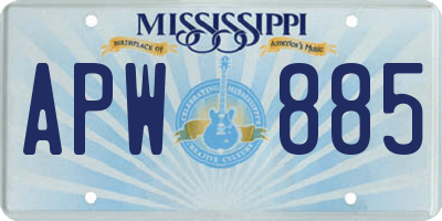 MS license plate APW885