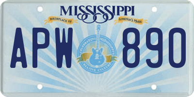 MS license plate APW890