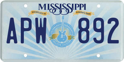 MS license plate APW892