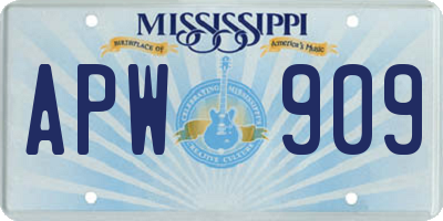 MS license plate APW909