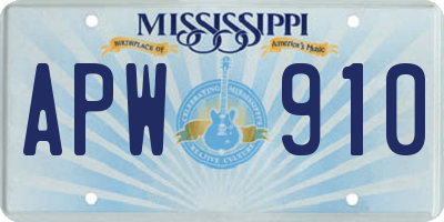 MS license plate APW910