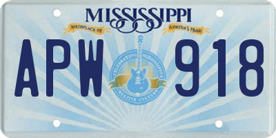 MS license plate APW918