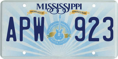 MS license plate APW923