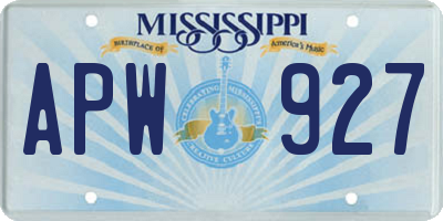 MS license plate APW927
