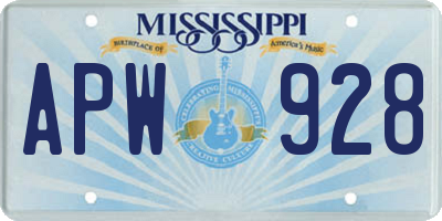 MS license plate APW928