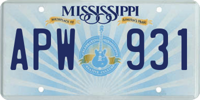 MS license plate APW931