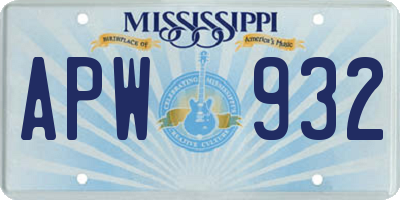 MS license plate APW932