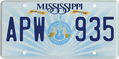 MS license plate APW935