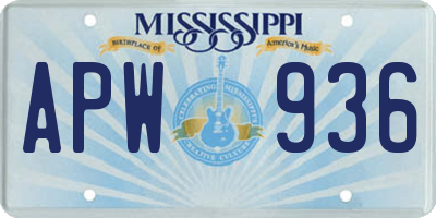 MS license plate APW936