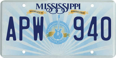 MS license plate APW940