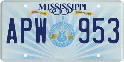 MS license plate APW953